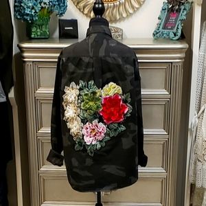 SOLD Original One-of-a-Kind PeruvianMermaid Designer Camo & Floral Shacket